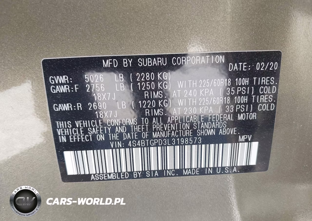 2020 Subaru Outback Touring Xt VIN:4S4BTGPD3L3198573 - 9