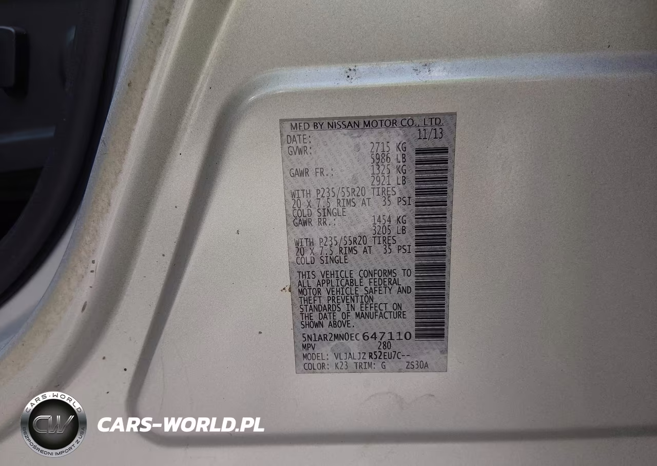 2014 Nissan Pathfinder Platinum VIN:5N1AR2MN0EC647110 - 9
