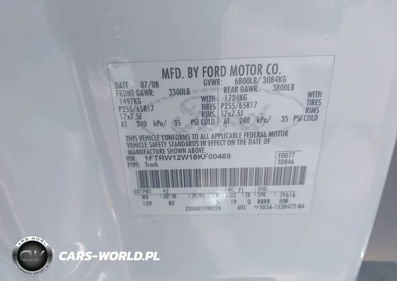 2008 Ford F-150 60Th Anniversary-Fx2-Xl-Xlt VIN:1FTRW12W18KF00469 - 9