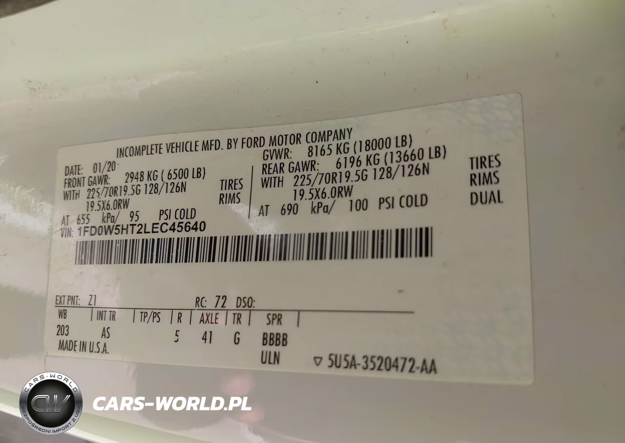 2020 Ford F-550 Chassis Xl VIN:1FD0W5HT2LEC45640 - 8