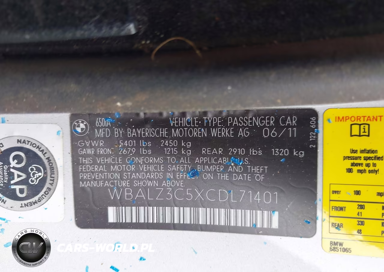 2012 BMW 650I VIN:WBALZ3C5XCDL71401 - 9