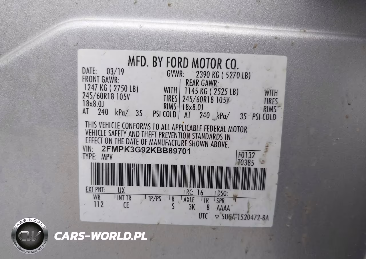 2019 Ford Edge Se VIN:2FMPK3G92KBB89701 - 9