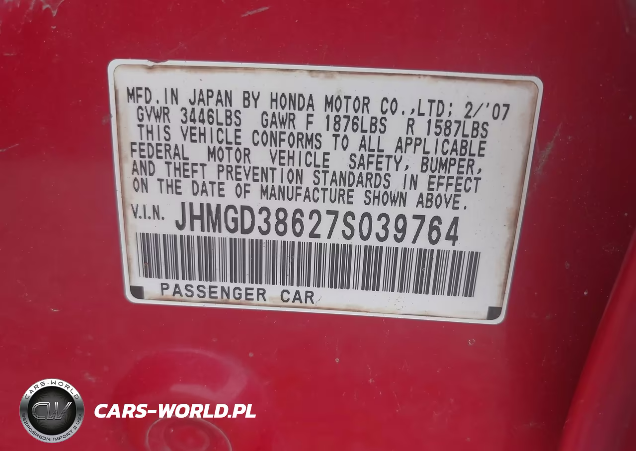 2007 Honda Fit Sport VIN:JHMGD38627S039764 - 9