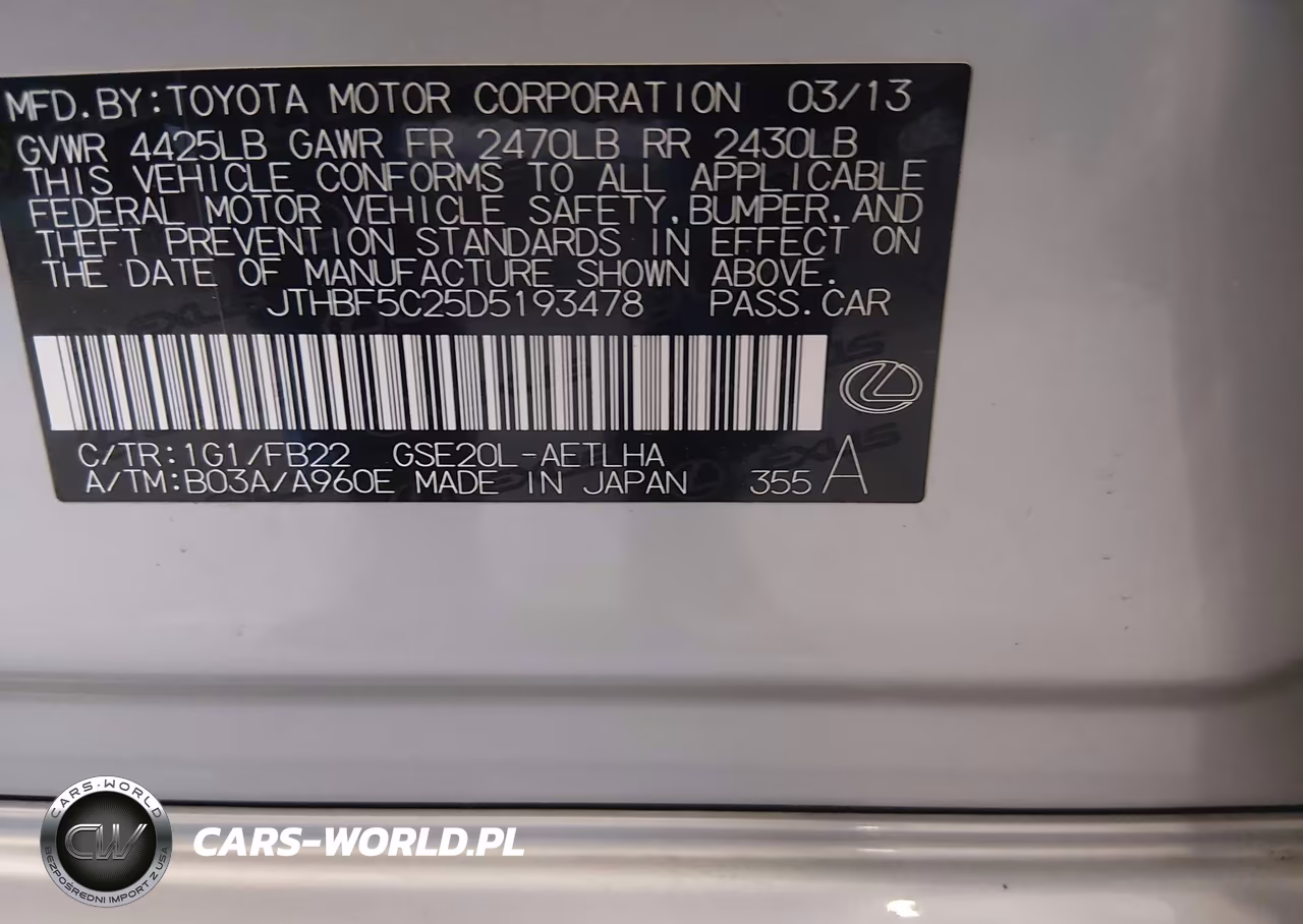 2013 Lexus Is 250 VIN:JTHBF5C25D5193478 - 9