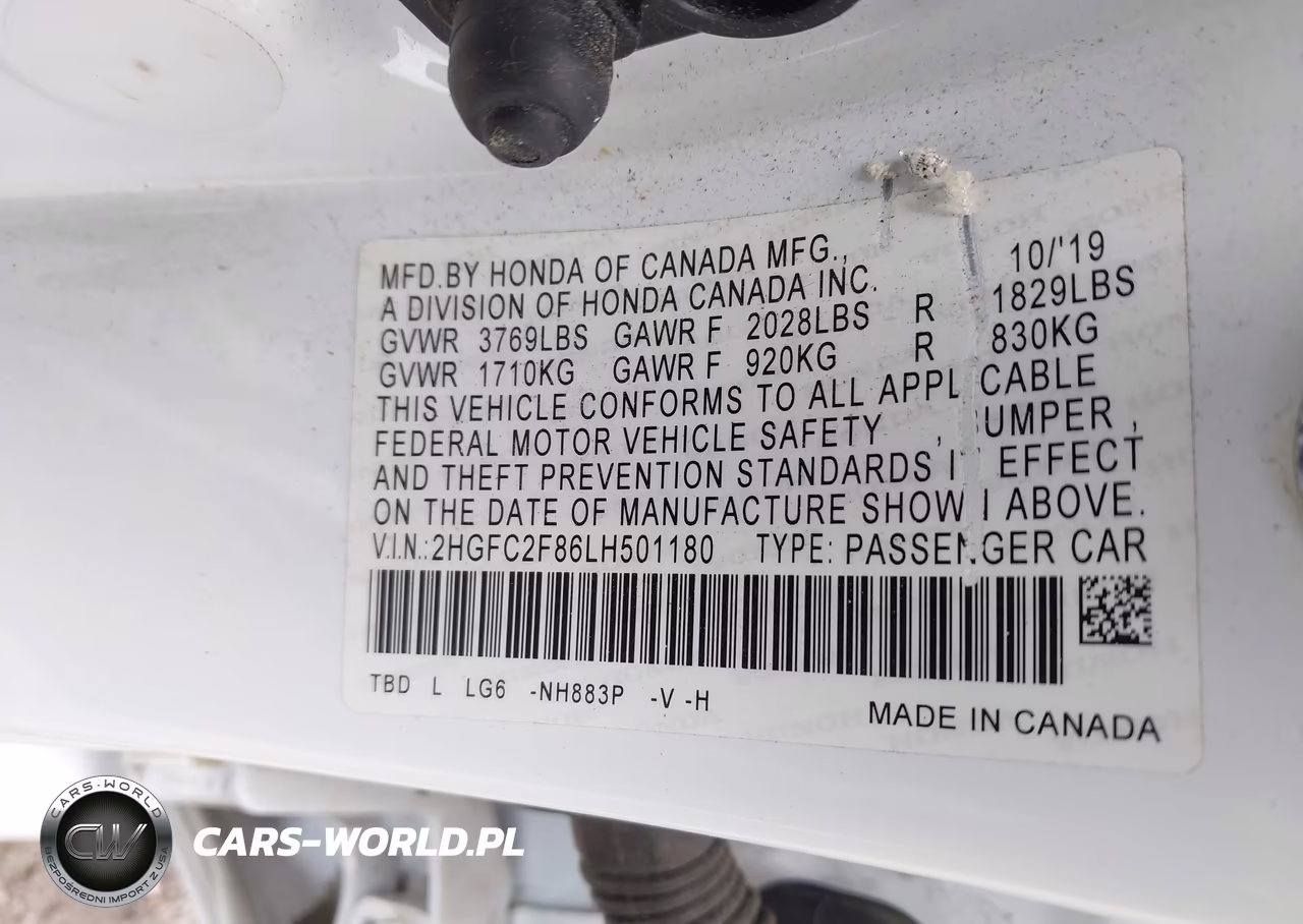 2020 Honda Civic Sport VIN:2HGFC2F86LH501180 - 9