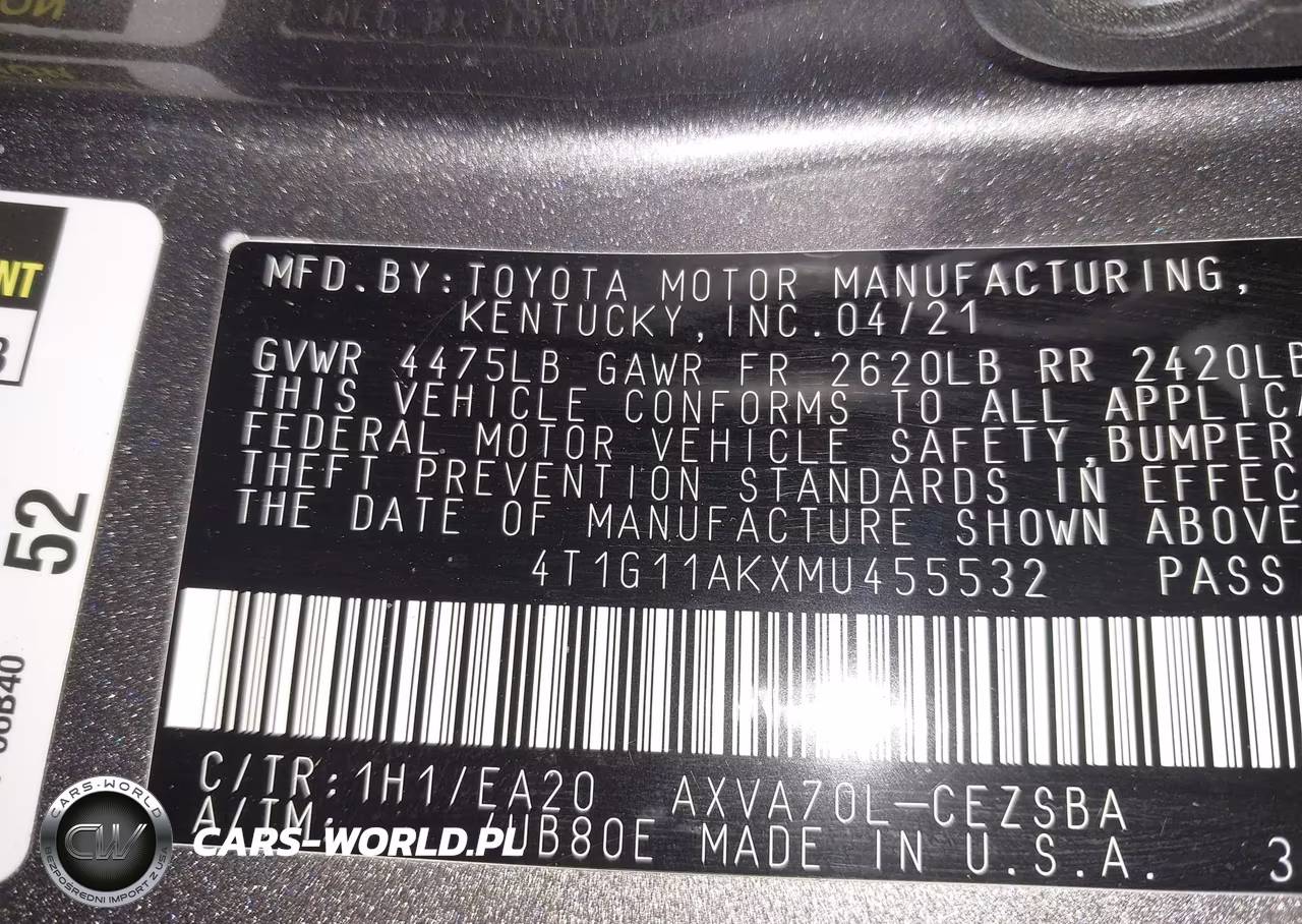 2021 Toyota Camry Se VIN:4T1G11AKXMU455532 - 9