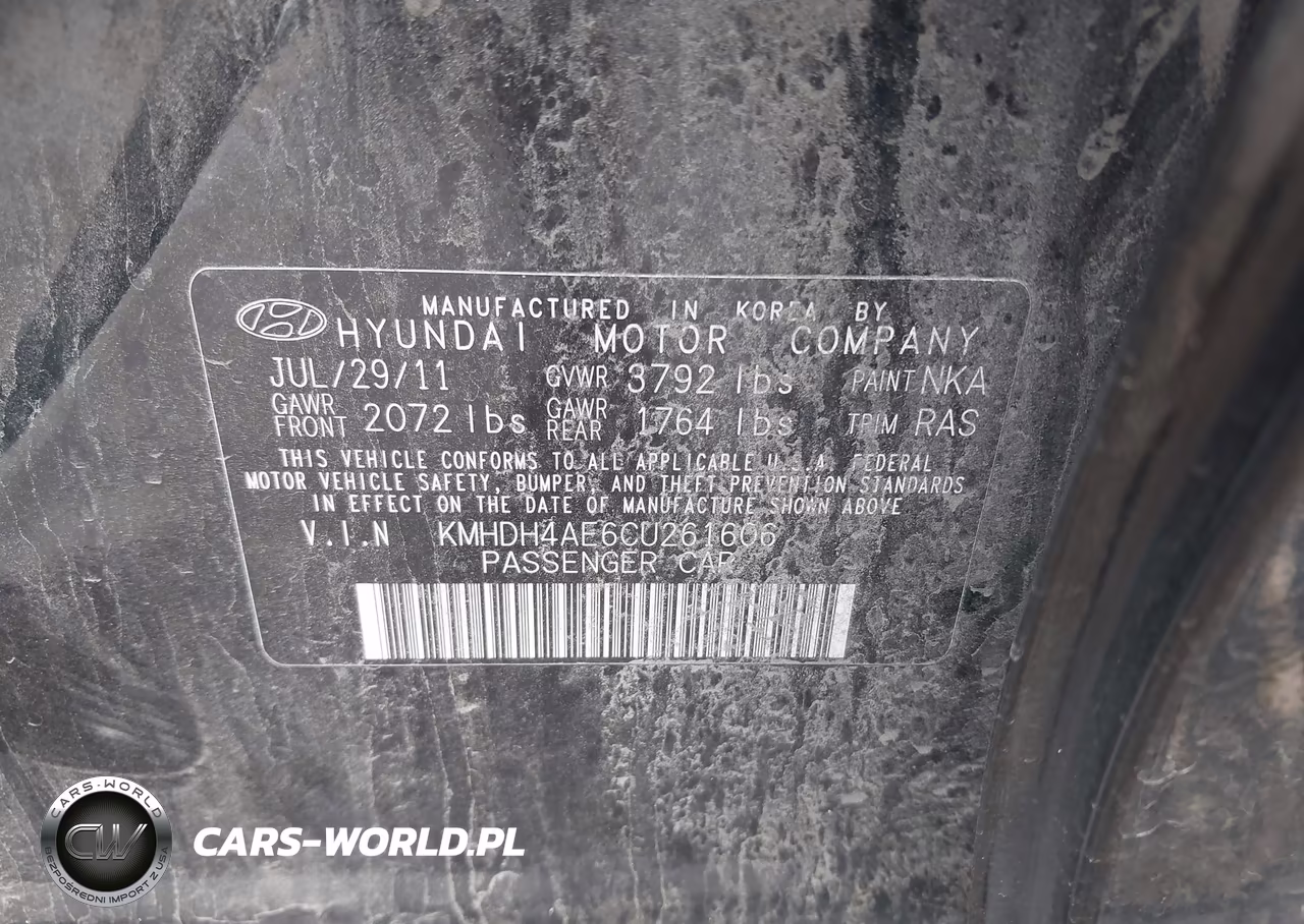 2012 Hyundai Elantra Gls (Ulsan Plant) VIN:KMHDH4AE6CU261606 - 9