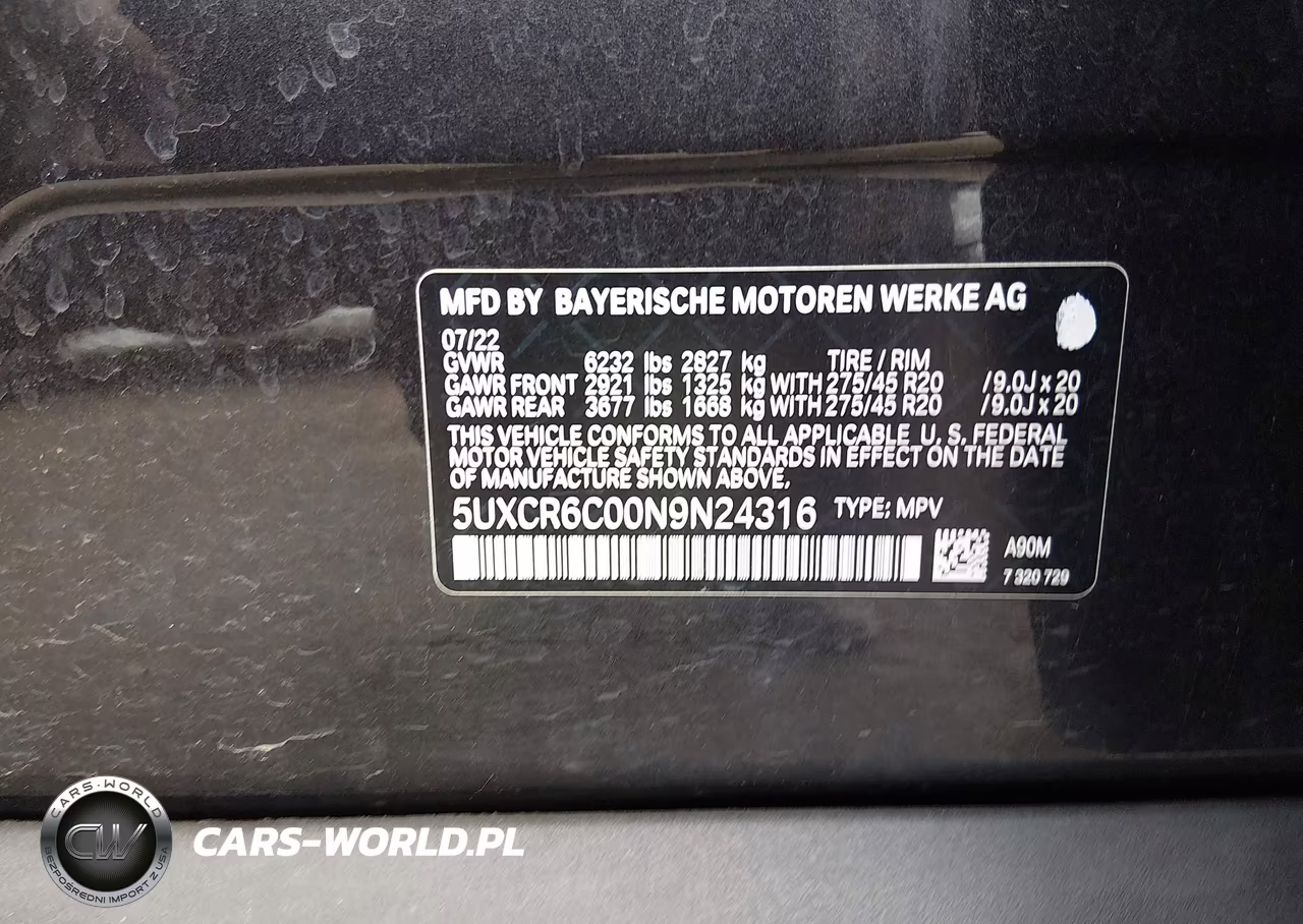 2022 BMW X5 xDrive40I VIN:5UXCR6C00N9N24316 - 9