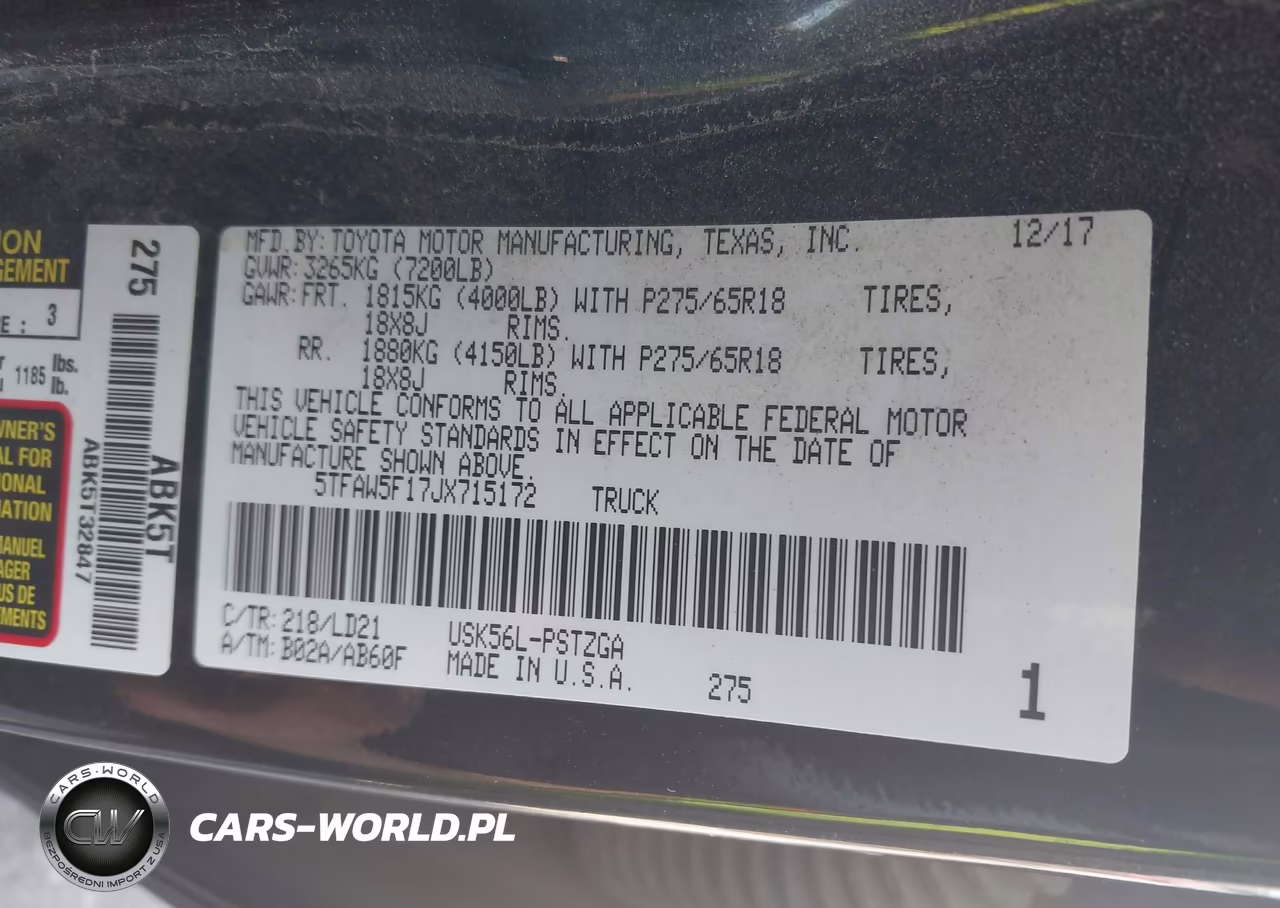2018 Toyota Tundra 1794 5.7L V8 VIN:5TFAW5F17JX715172 - 9
