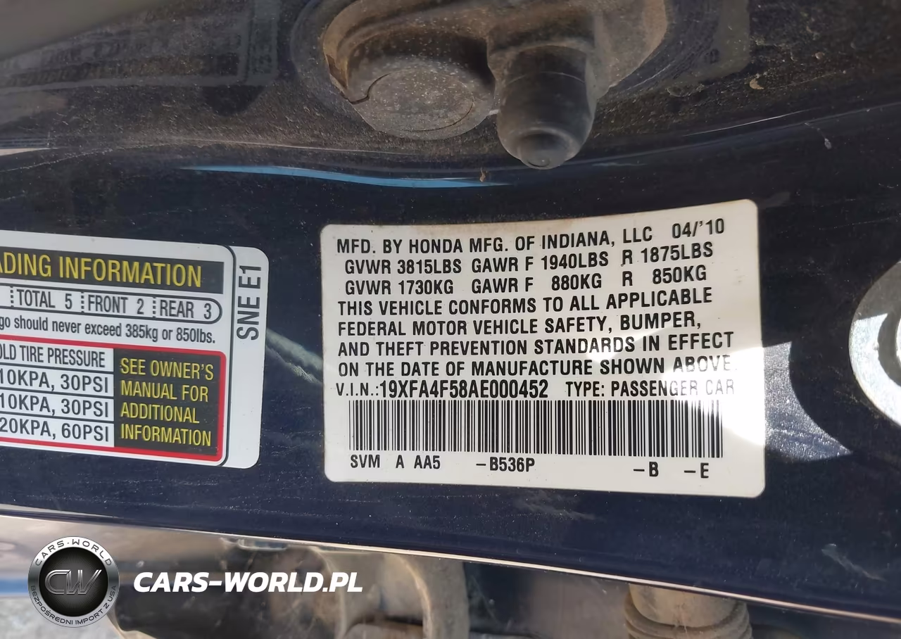 2010 Honda Civic Gx VIN:19XFA4F58AE000452 - 9