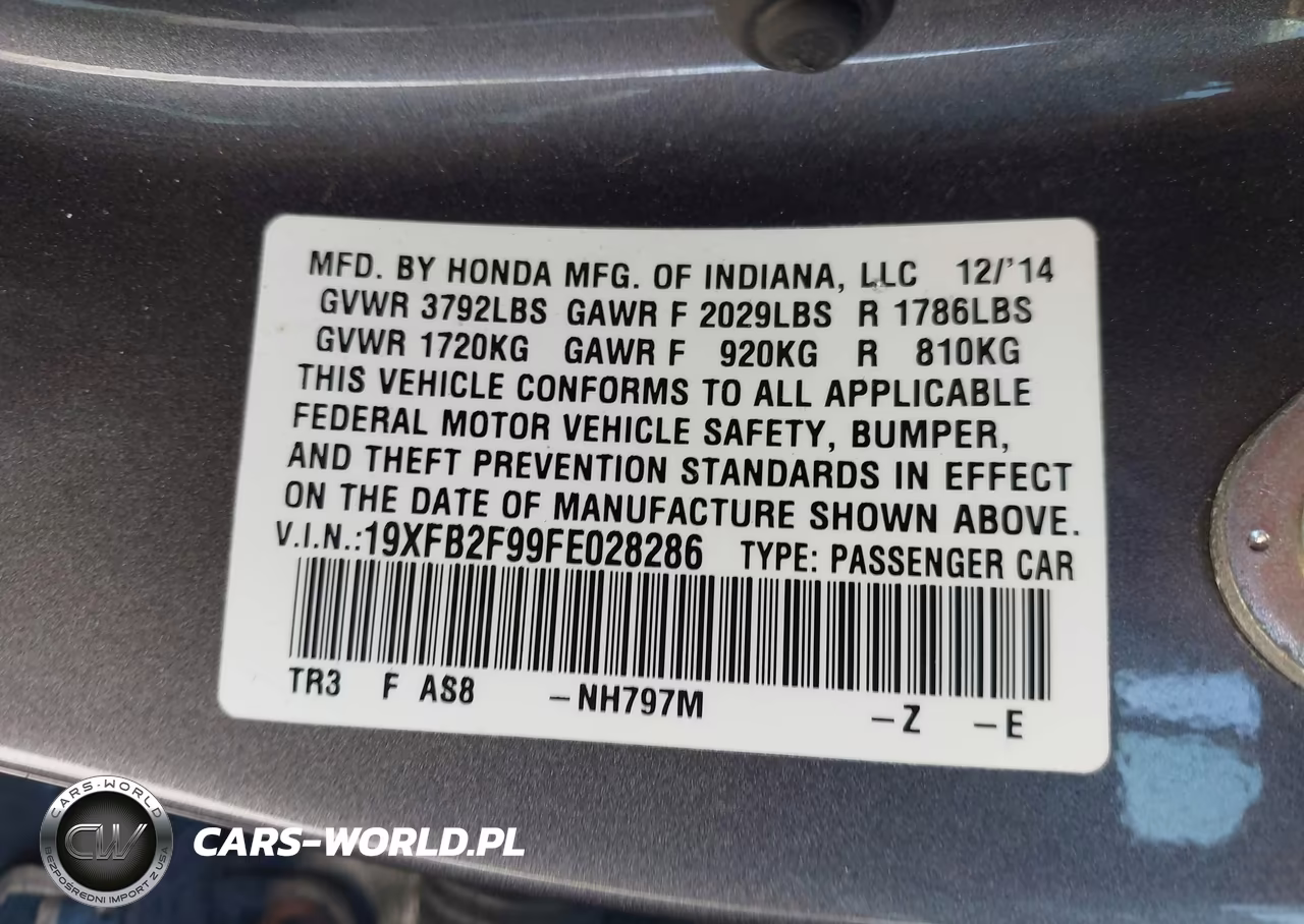 2015 Honda Civic Ex-L VIN:19XFB2F99FE028286 - 9