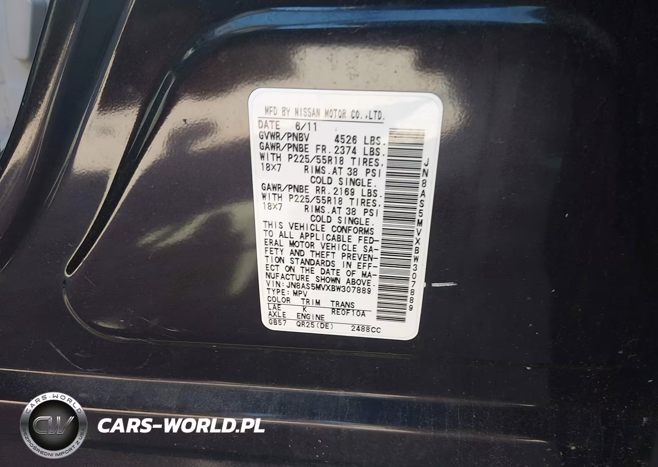2011 Nissan Rogue Sv VIN:JN8AS5MVXBW307889 - 9