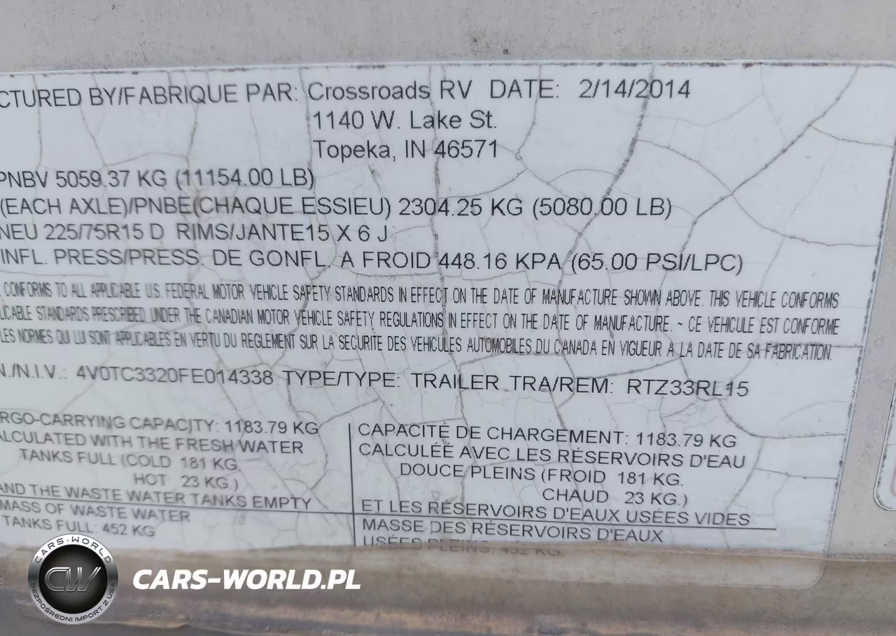 2015 Crossroads Rv VIN:4V0TC3320FE014338 - 9