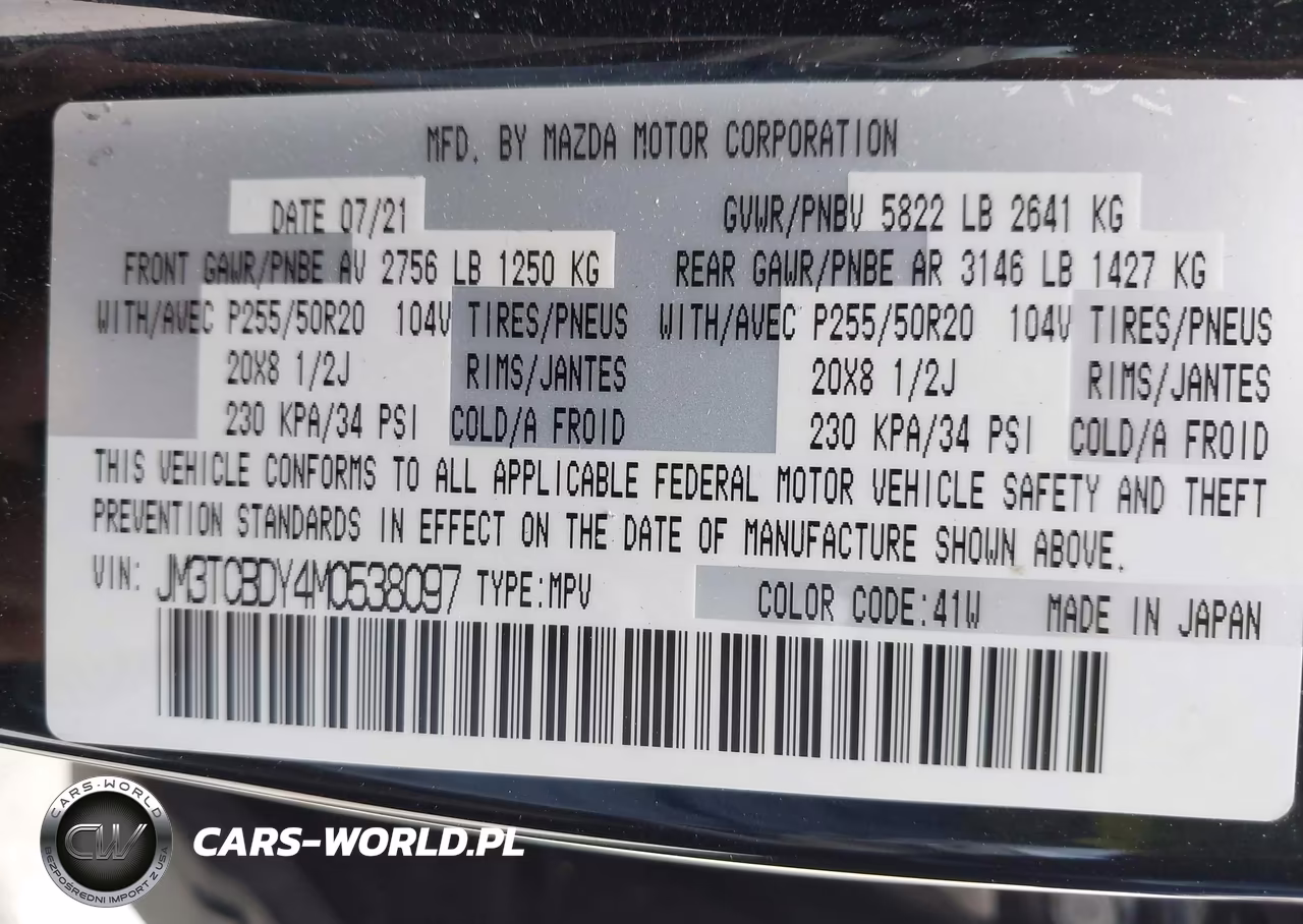2021 Mazda Cx-9 Grand Touring VIN:JM3TCBDY4M0538097 - 9