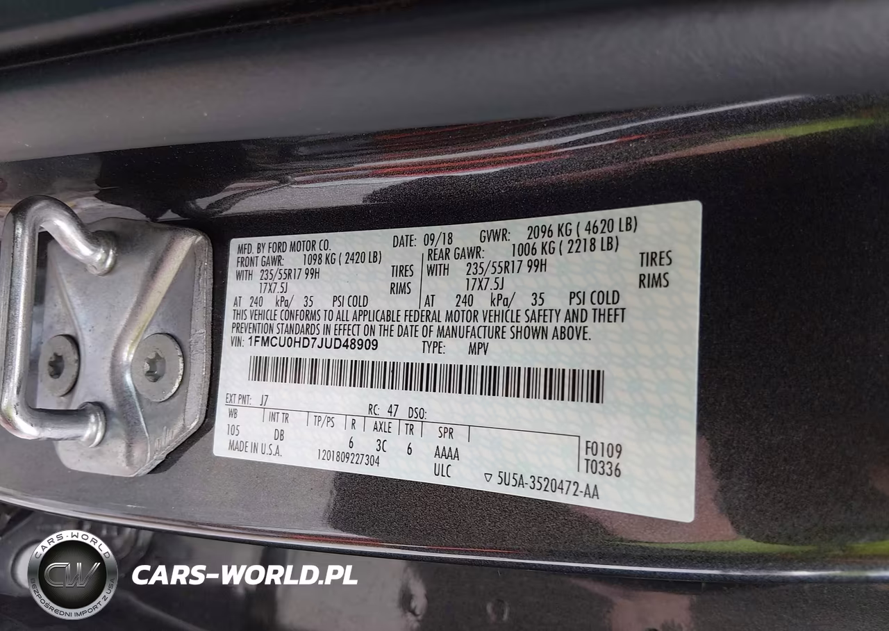 2018 Ford Escape Sel VIN:1FMCU0HD7JUD48909 - 9