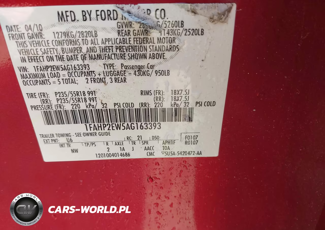 2010 Ford Taurus Sel VIN:1FAHP2EW5AG163393 - 9