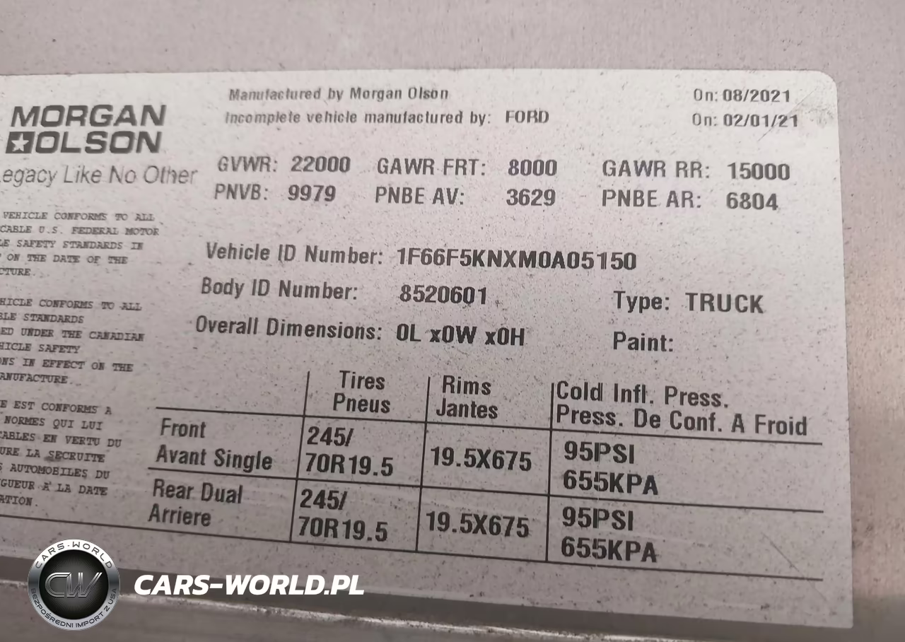2021 Ford F-59 Commercial Stripped VIN:1F66F5KNXM0A05150 - 8