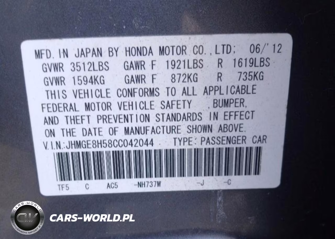 2012 Honda Fit Sport VIN:JHMGE8H58CC042044 - 9