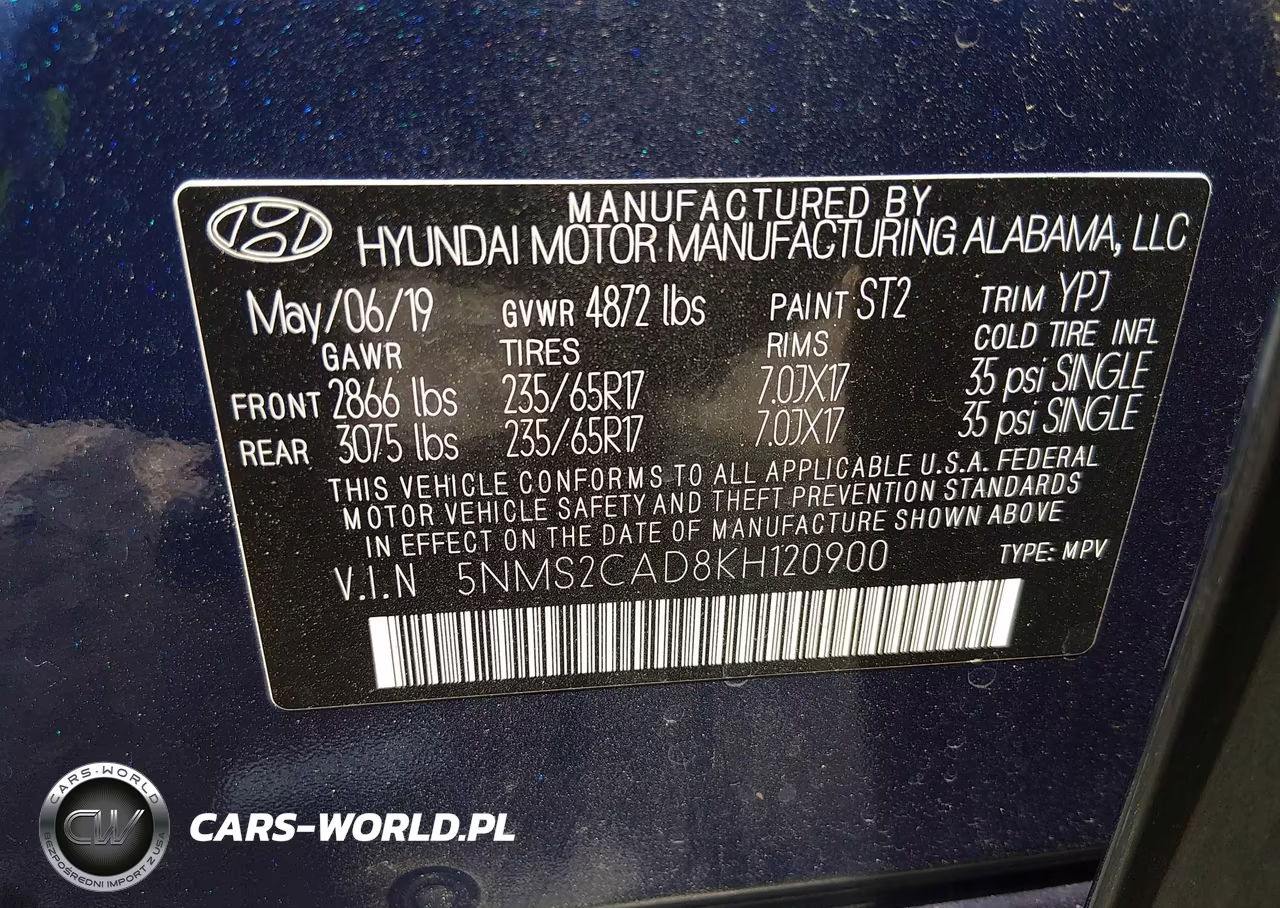 2019 Hyundai Santa Fe Se VIN:5NMS2CAD8KH120900 - 9