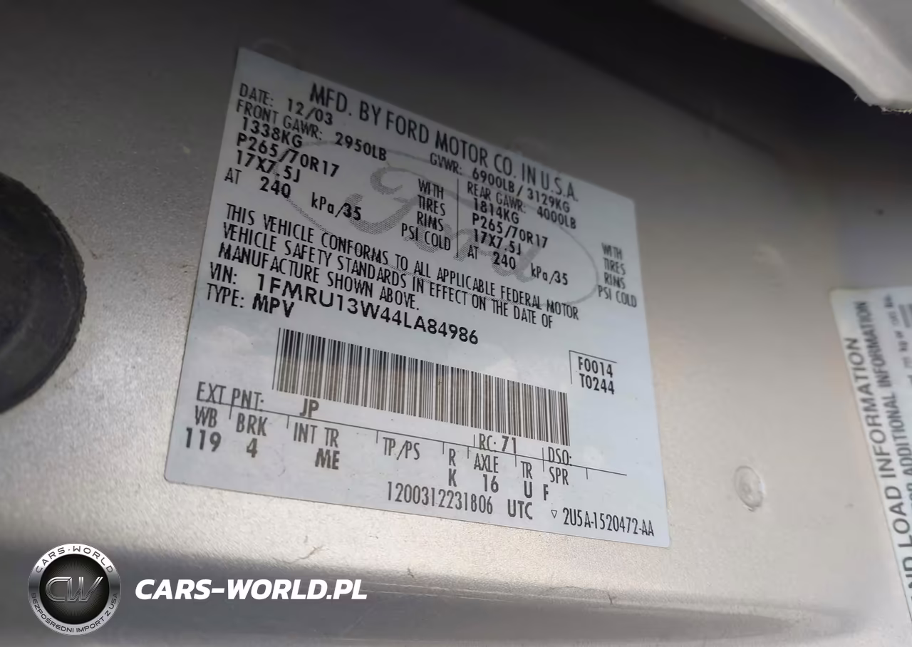 2004 Ford Expedition Xls VIN:1FMRU13W44LA84986 - 9