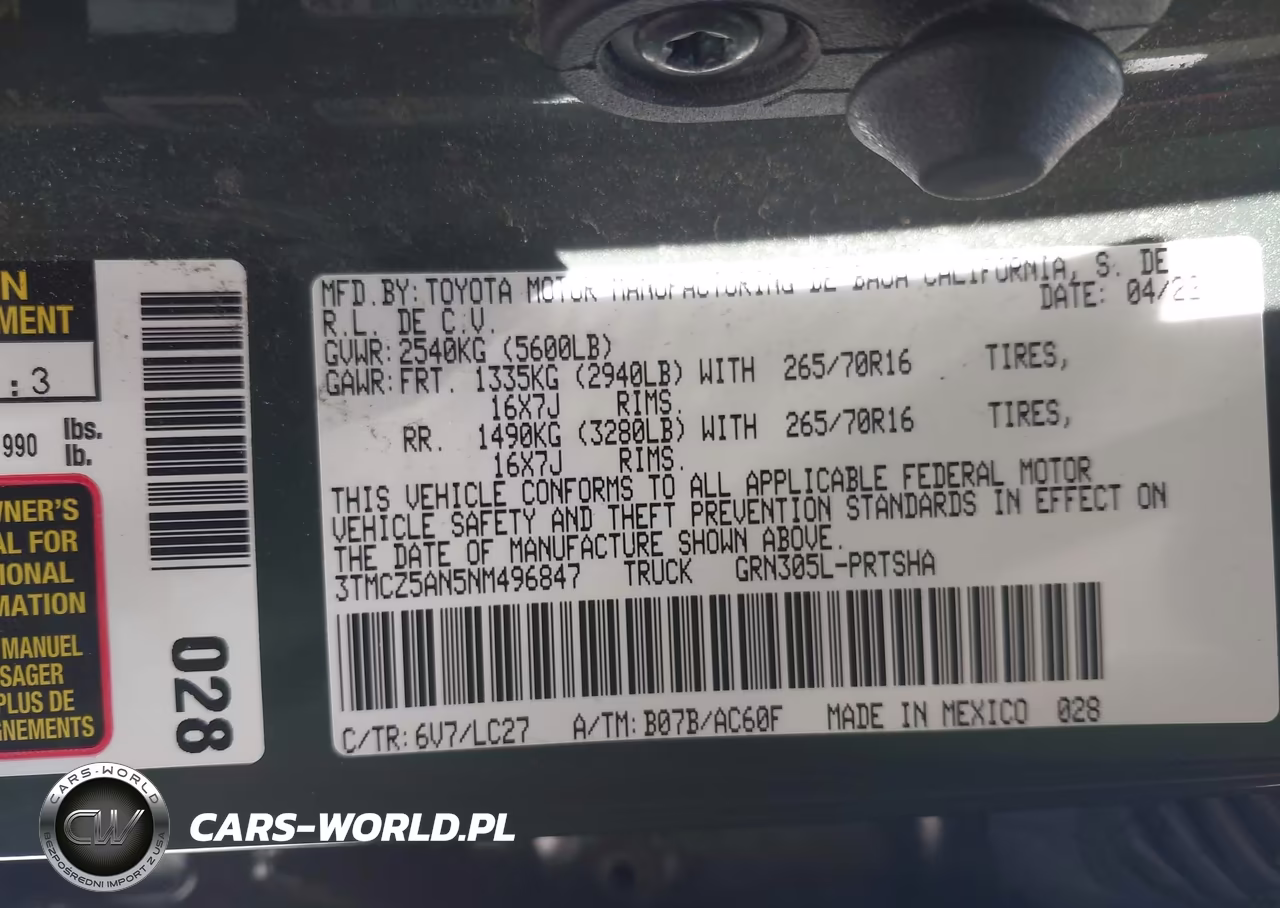 2022 Toyota Tacoma Trd Off Road VIN:3TMCZ5AN5NM496847 - 9