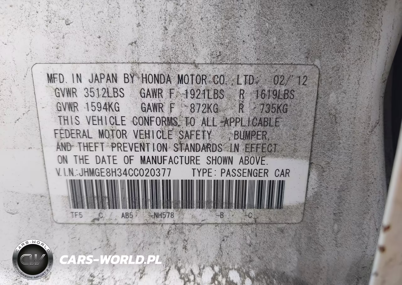 2012 Honda Fit VIN:JHMGE8H34CC020377 - 9