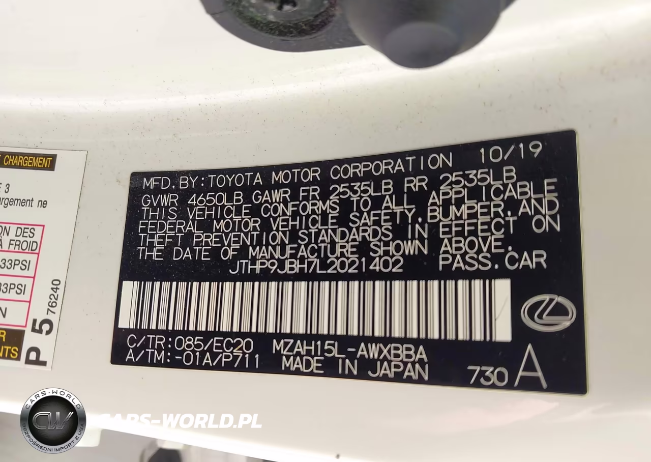 2020 Lexus Ux 250H VIN:JTHP9JBH7L2021402 - 9