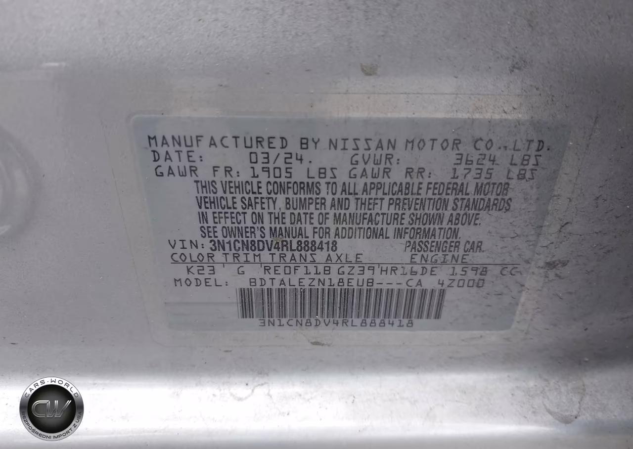 2024 Nissan Versa 1.6 S VIN:3N1CN8DV4RL888418 - 9