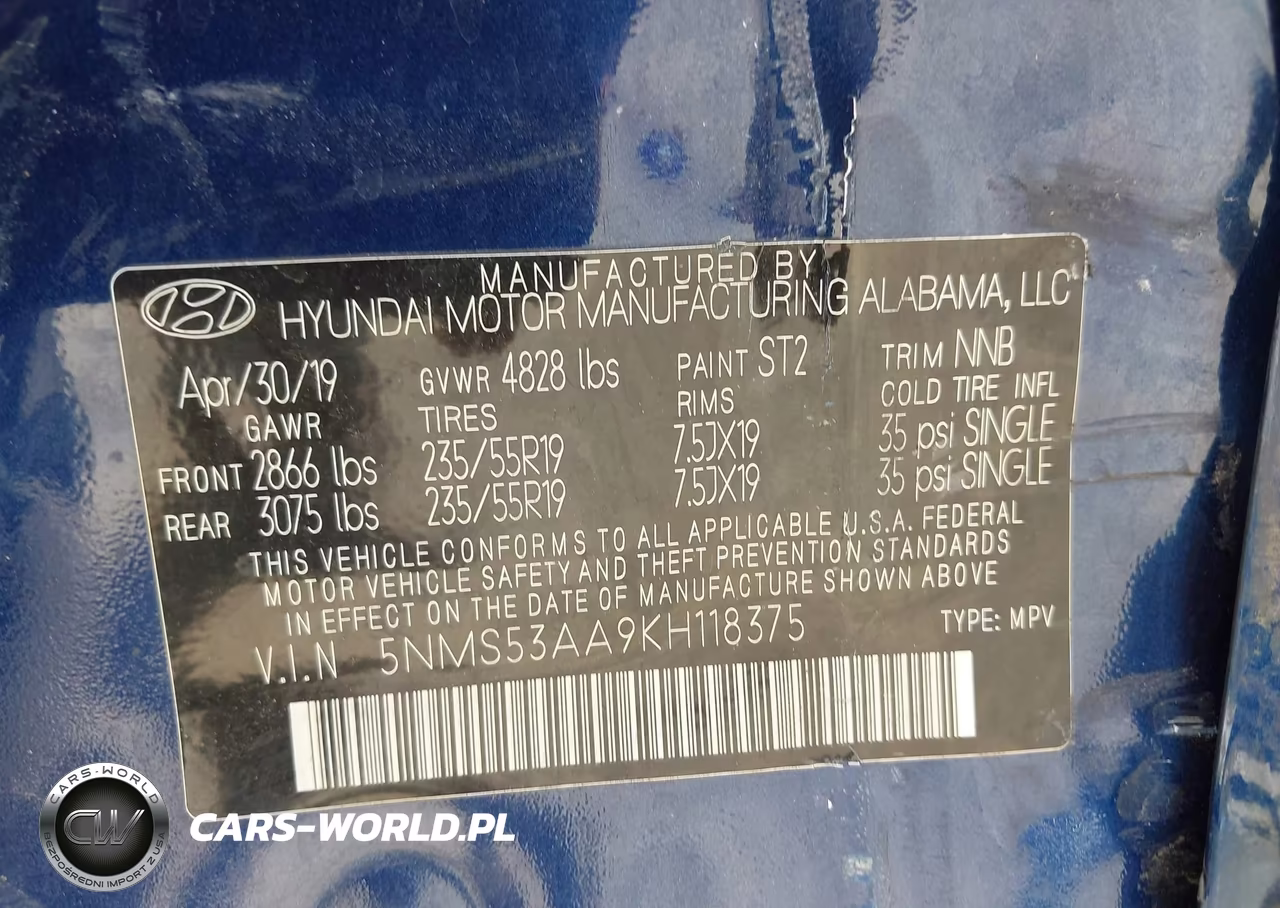 2019 Hyundai Santa Fe Limited 2.0T VIN:5NMS53AA9KH118375 - 9