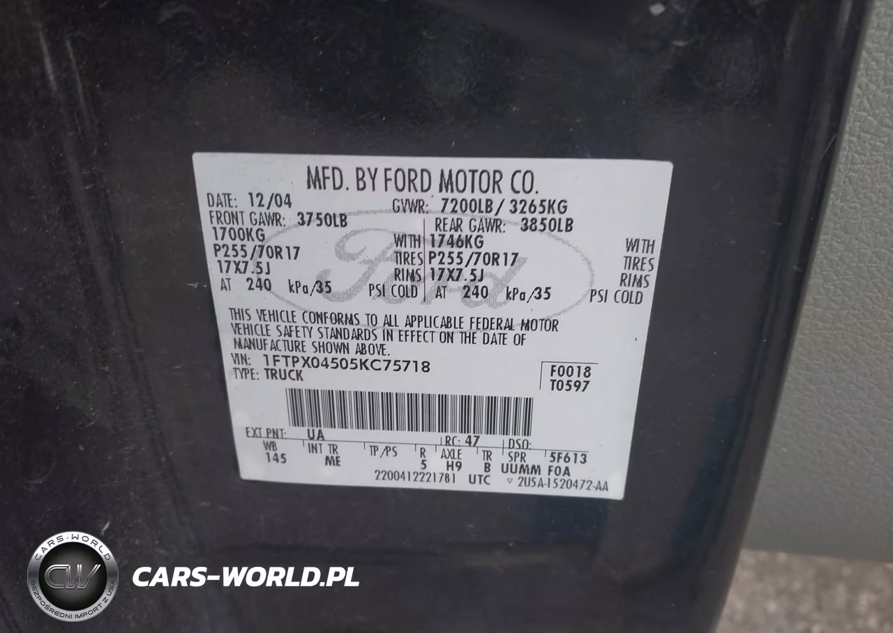 2005 Ford F-150 Fx4-Xlt VIN:1FTPX04505KC75718 - 9