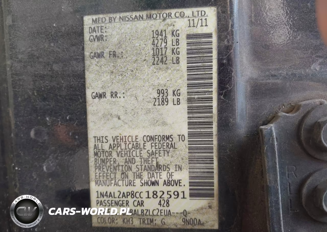 2012 Nissan Altima 2.5 S VIN:1N4AL2AP8CC182591 - 9