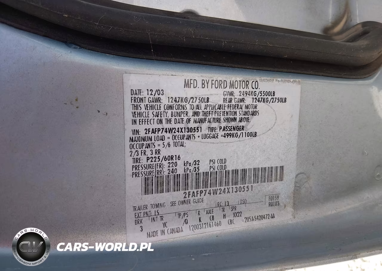 2004 Ford Crown Victoria Lx VIN:2FAFP74W24X130551 - 9