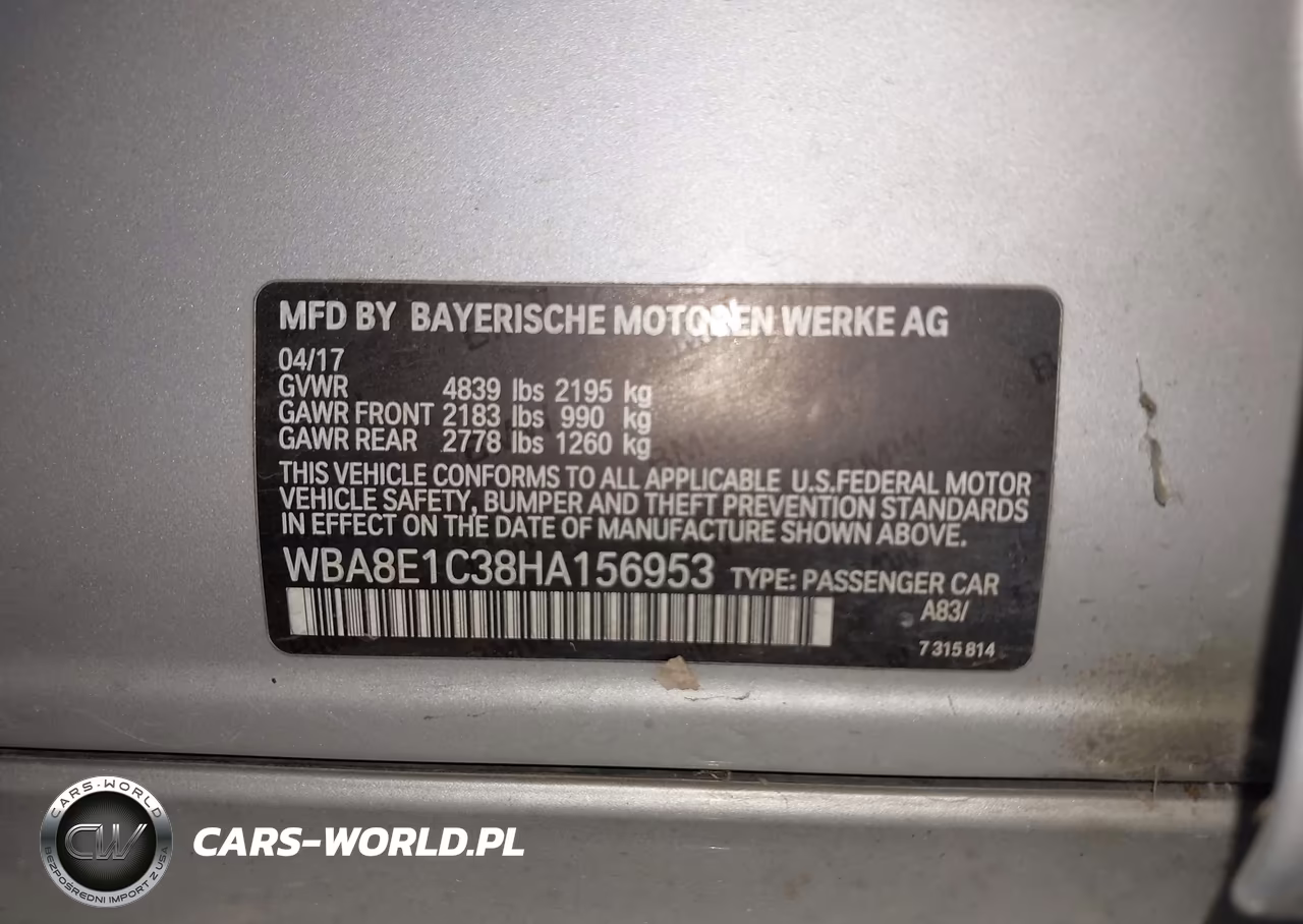 2017 BMW 330E Iperformance VIN:WBA8E1C38HA156953 - 9