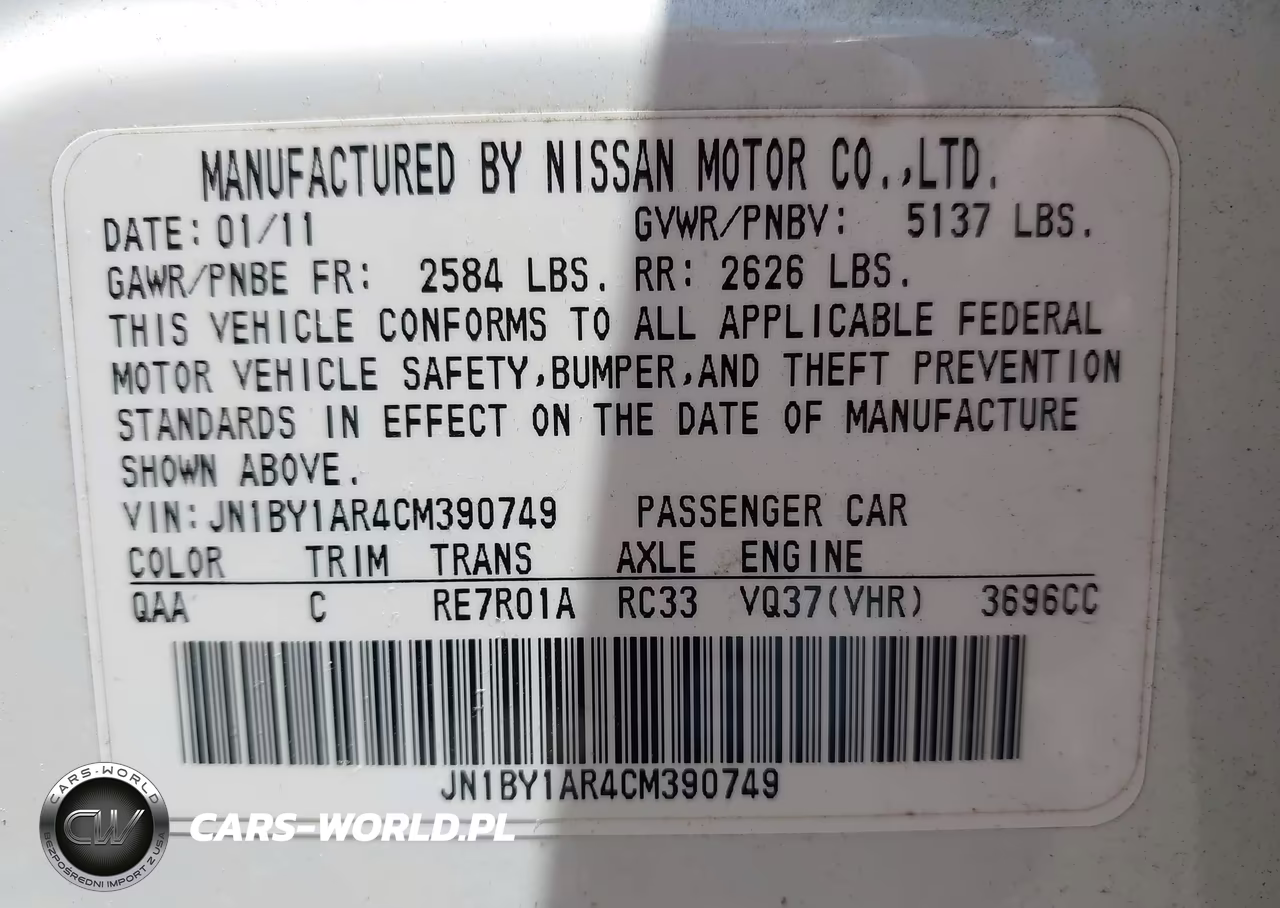 2012 Infiniti M37X VIN:JN1BY1AR4CM390749 - 9