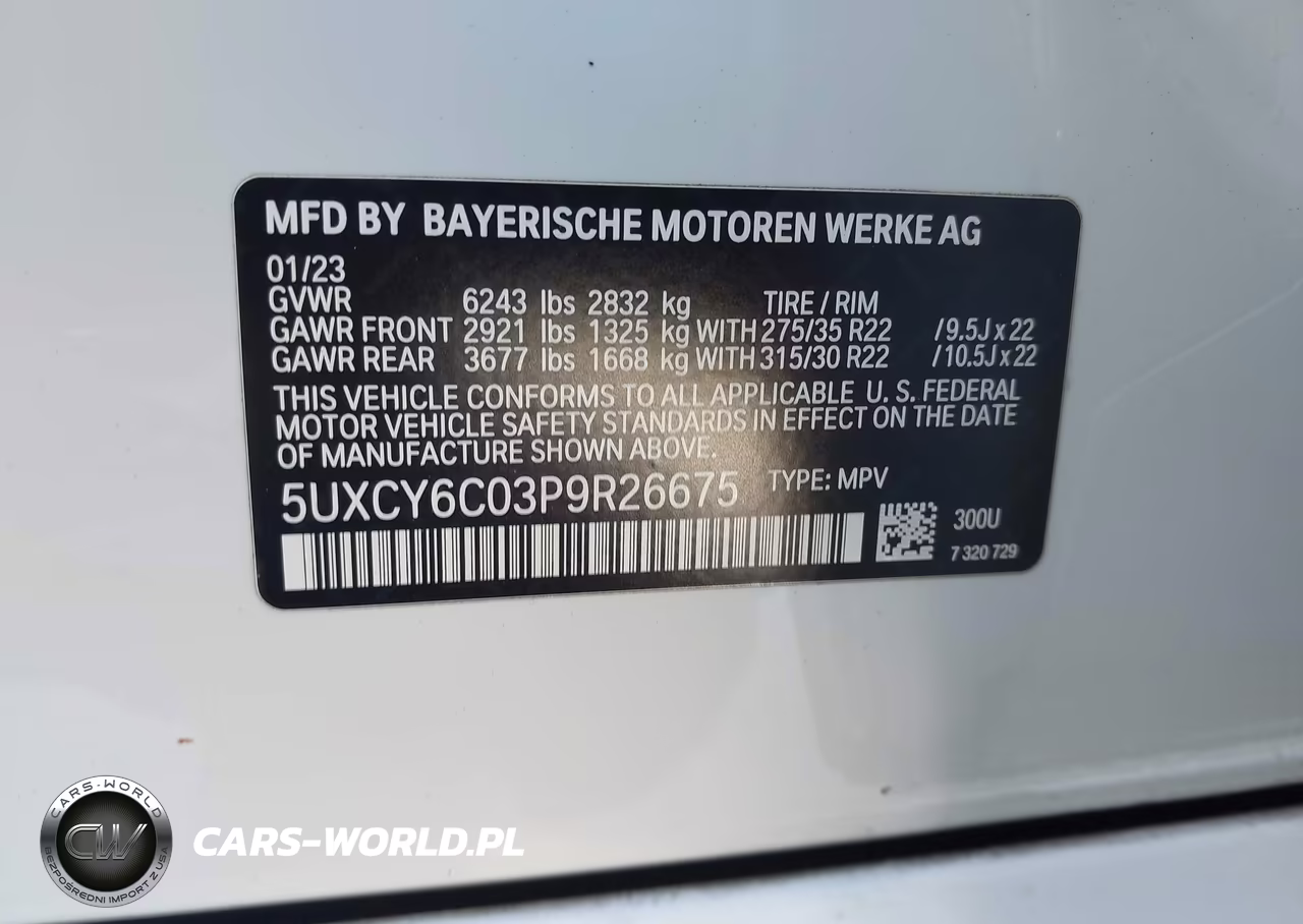 2023 BMW X6 xDrive40I VIN:5UXCY6C03P9R26675 - 9