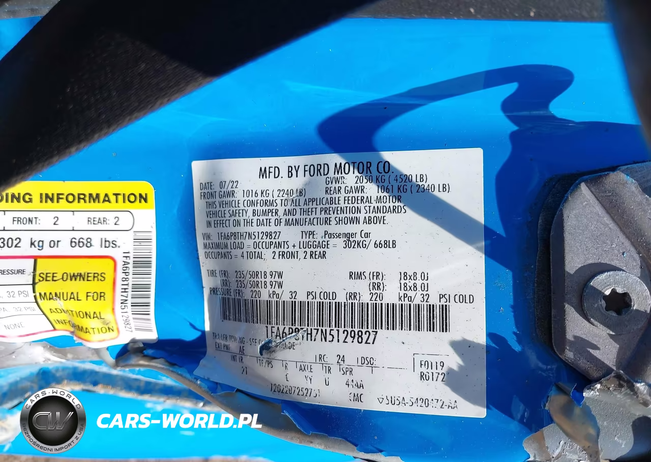 2022 Ford Mustang Ecoboost Fastback VIN:1FA6P8TH7N5129827 - 9