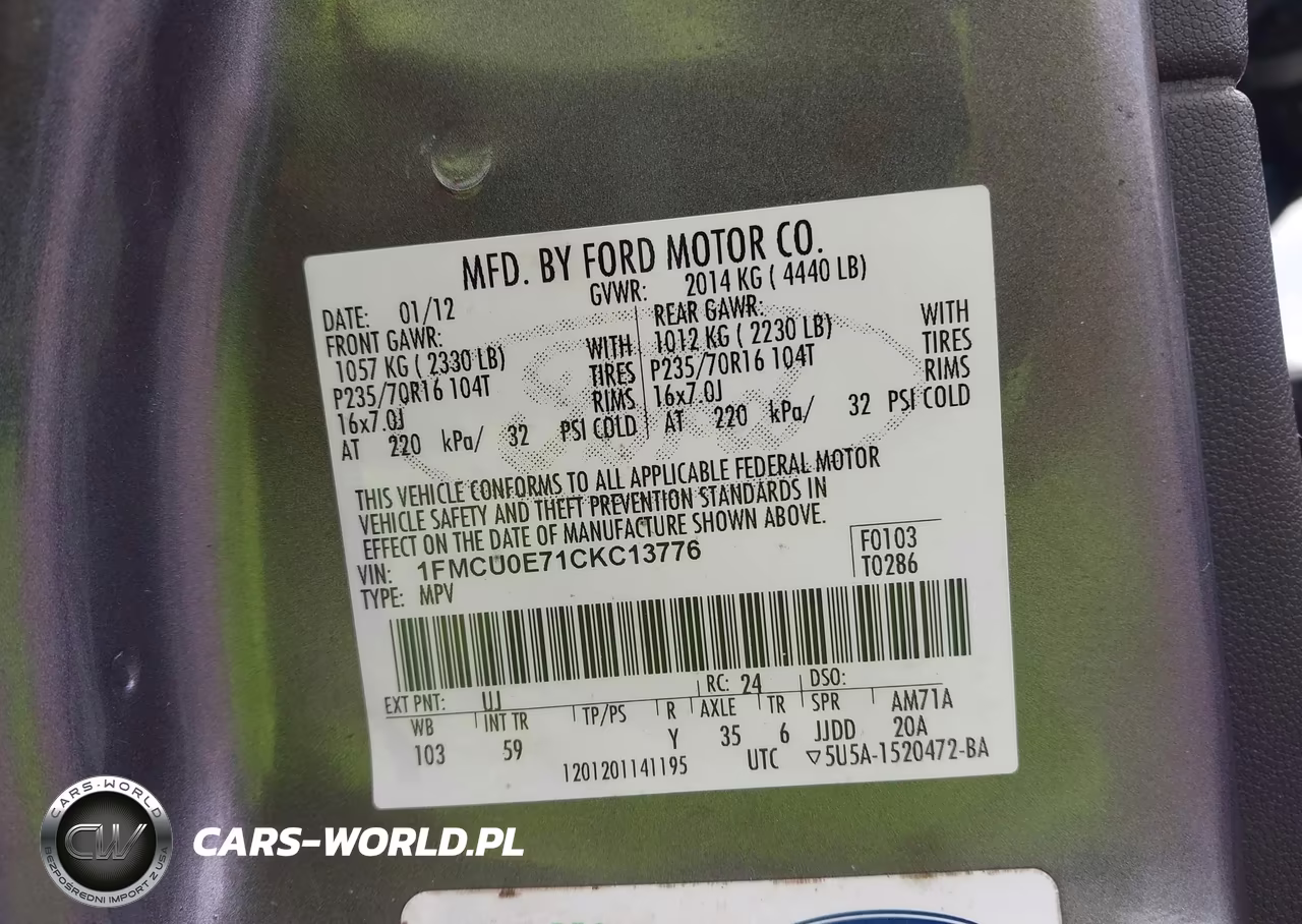 2012 Ford Escape Limited VIN:1FMCU0E71CKC13776 - 9