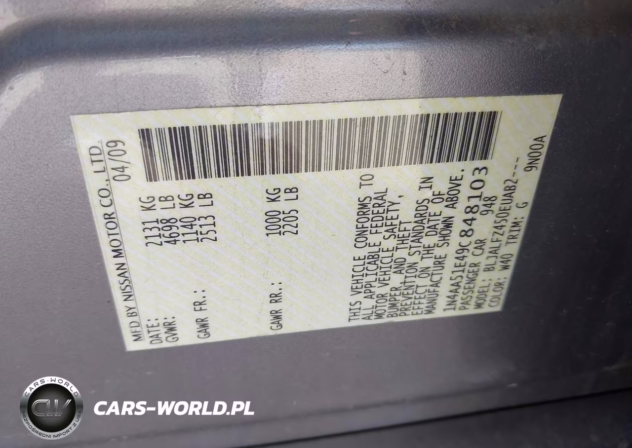 2009 Nissan Maxima 3.5 Sv VIN:1N4AA51E49C848103 - 9