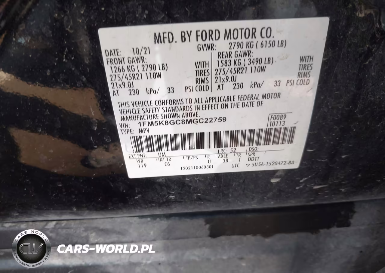 2021 Ford Explorer St VIN:1FM5K8GC8MGC22759 - 9