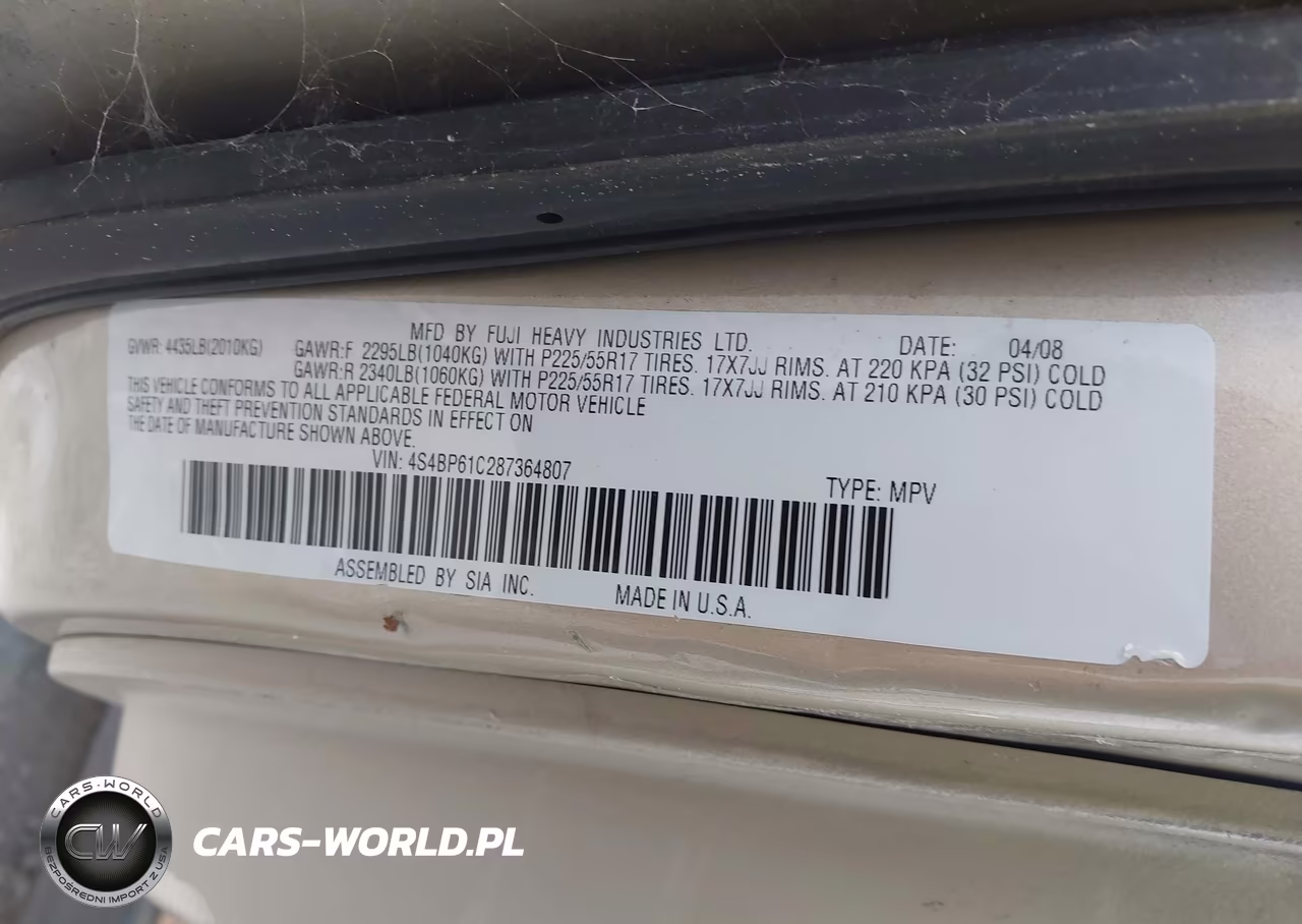 2008 Subaru Outback (Natl) 2.5I L.l. Bean Edition-I VIN:4S4BP61C287364807 - 9