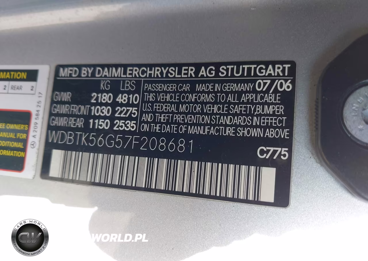2007 Mercedes-Benz Clk 350 VIN:WDBTK56G57F208681 - 9