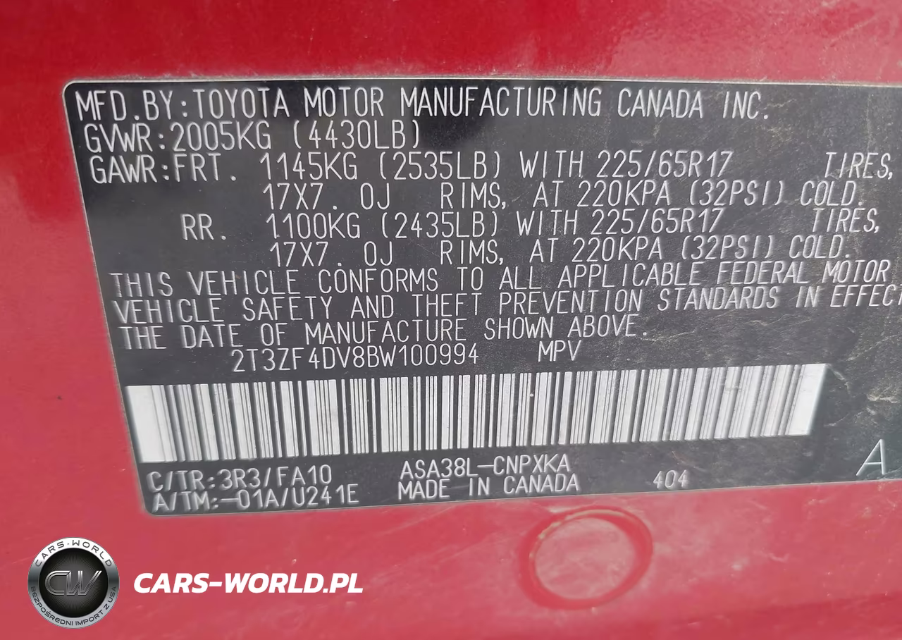 2011 Toyota Rav4 VIN:2T3ZF4DV8BW100994 - 9