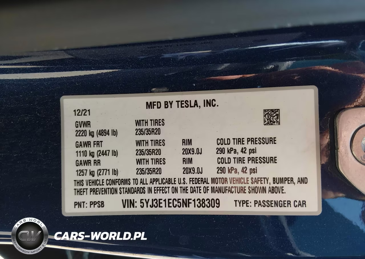 2022 Tesla Model 3 Performance Dual Motor All-Wheel Drive VIN:5YJ3E1EC5NF138309 - 9