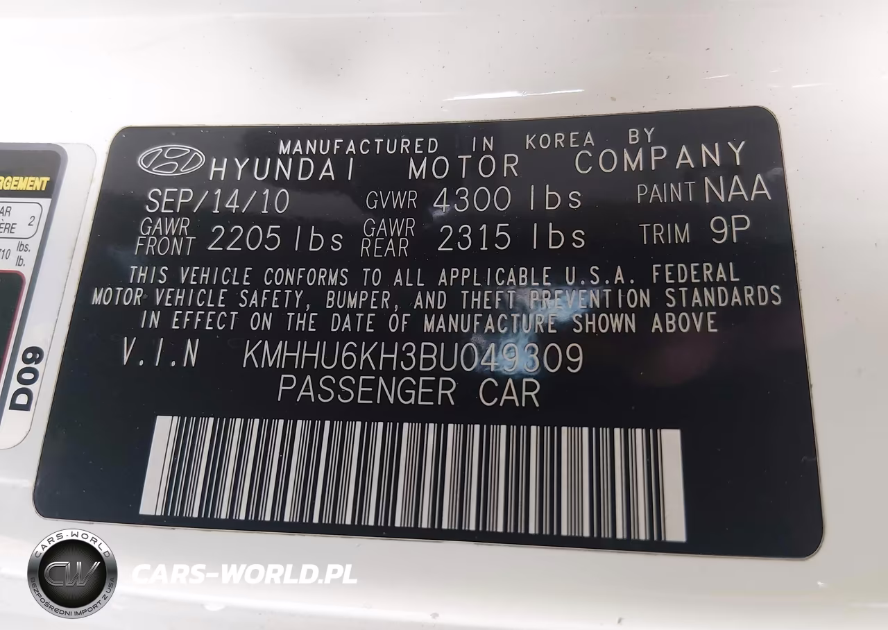 2011 Hyundai Genesis VIN:KMHHU6KH3BU049309 - 9
