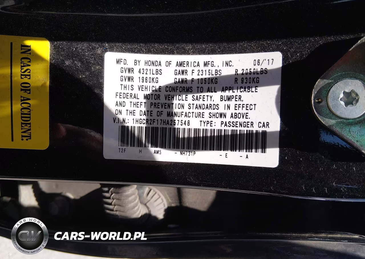 2017 Honda Accord Sport Se VIN:1HGCR2F17HA257548 - 9