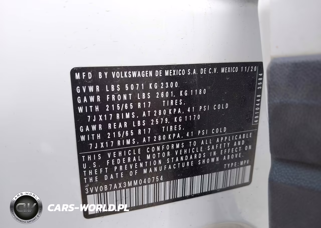 2021 Volkswagen Tiguan 2.0T S VIN:3VV0B7AX3MM040754 - 9