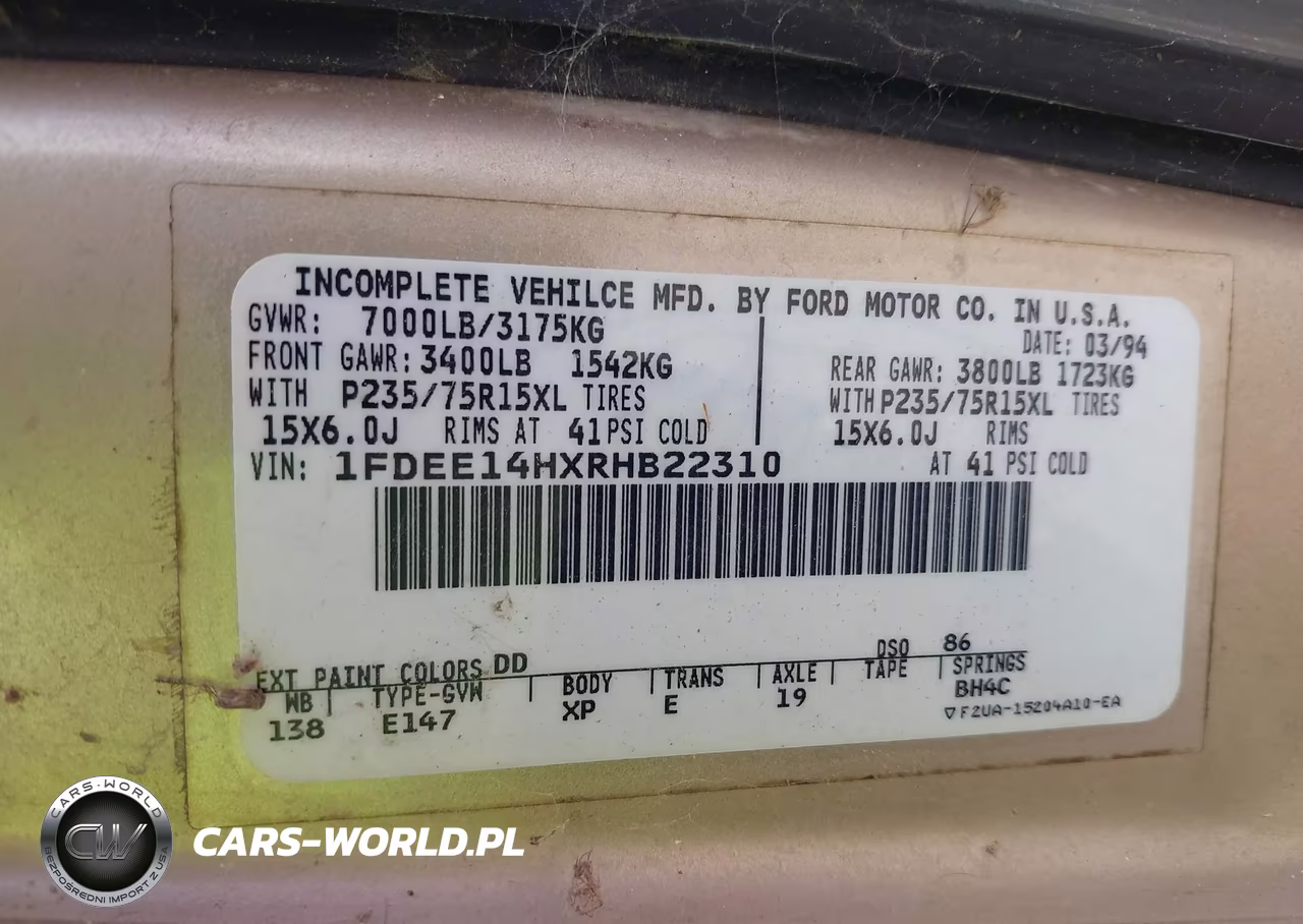 1994 Ford Econoline E150 Van VIN:1FDEE14HXRHB22310 - 9