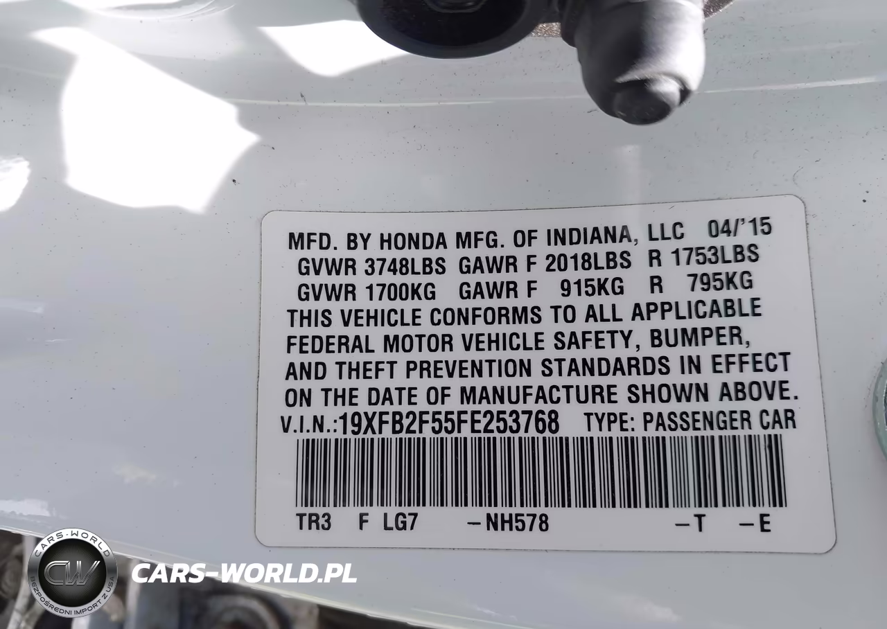 2015 Honda Civic Lx VIN:19XFB2F55FE253768 - 9