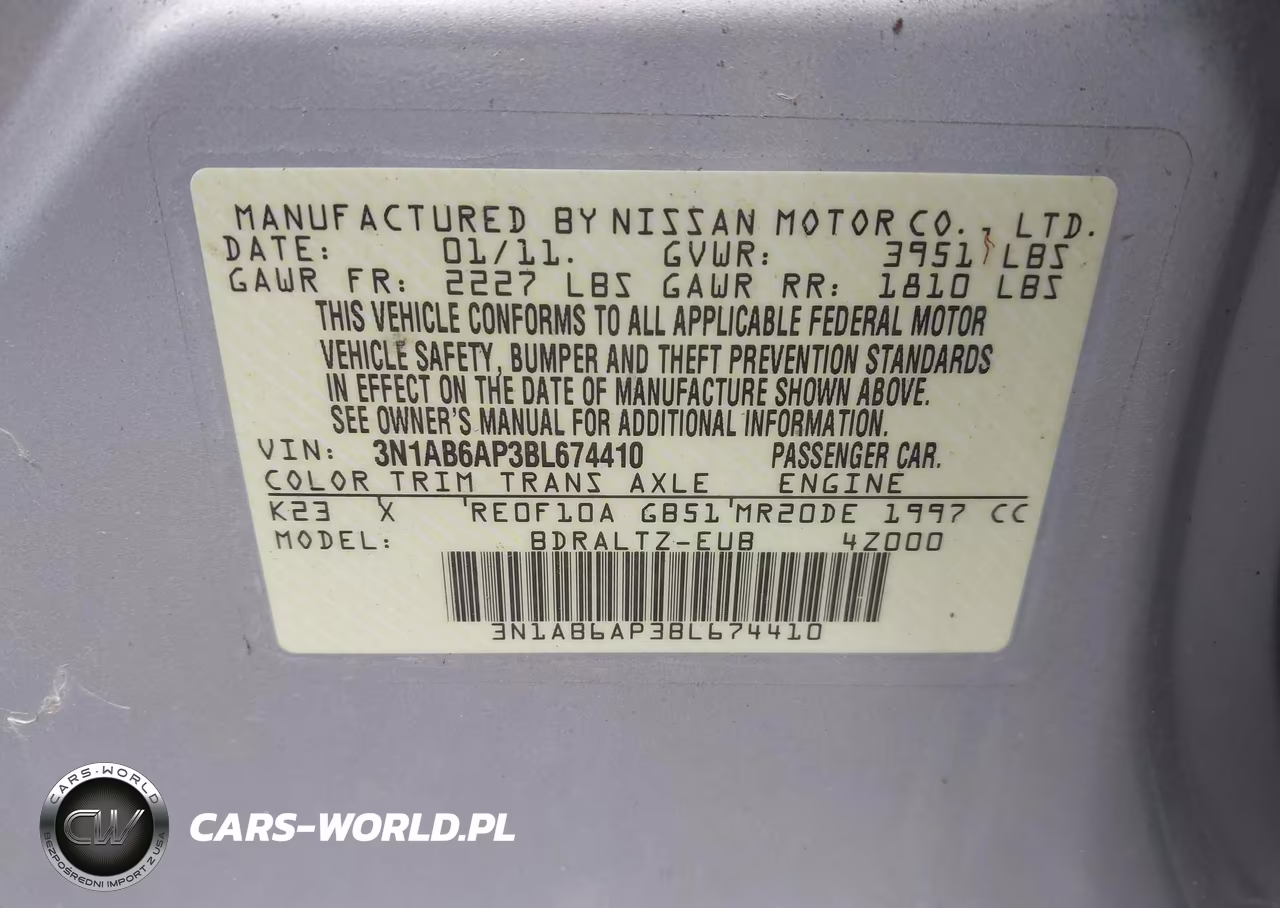 2011 Nissan Sentra 2.0Sr VIN:3N1AB6AP3BL674410 - 9