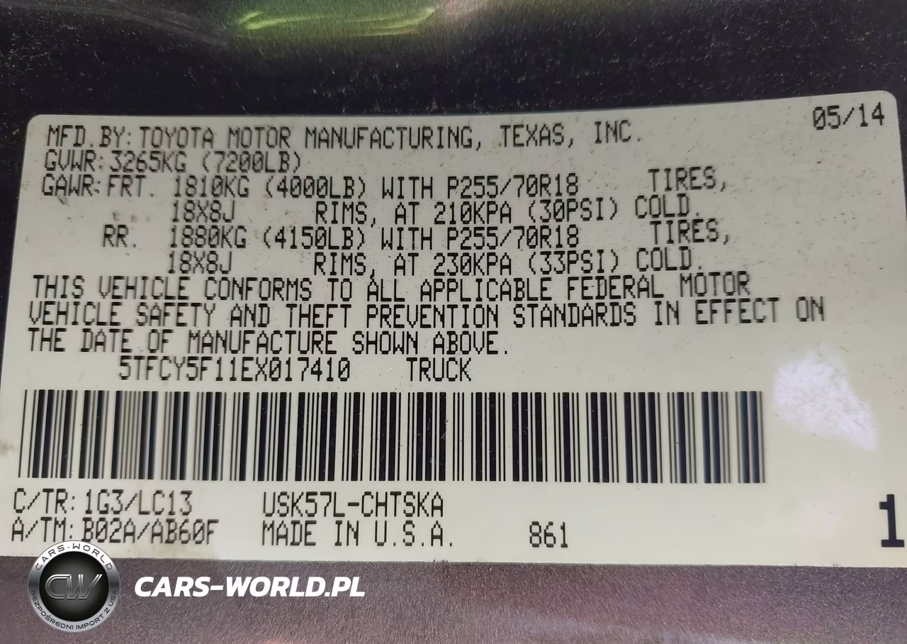 2014 Toyota Tundra Sr 5.7L V8 VIN:5TFCY5F11EX017410 - 9